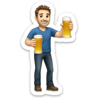 Fabien Gasser holding beers sticker