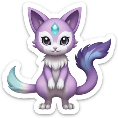 Smooth Soft Dark Pastel Meloetta-Purrloin-Gatomon-Trico-Pokémon-Digimon-Fakémon-fusion-hybrid-creature sticker