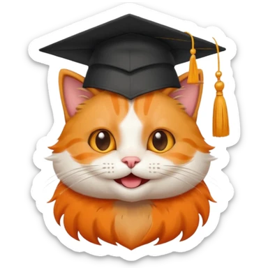 happy cat wearing a graduation cap sticker