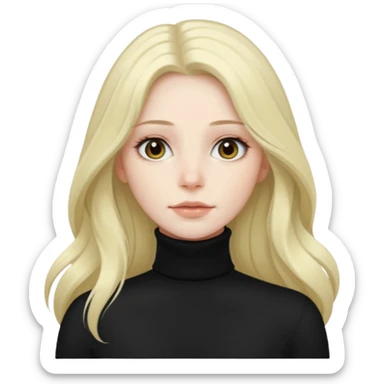 long haired woman in turtle neck sticker