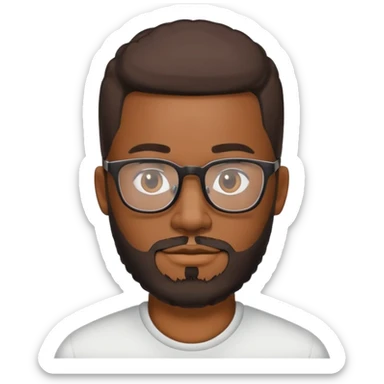 Black man with low cut hair and beard with glasses sticker