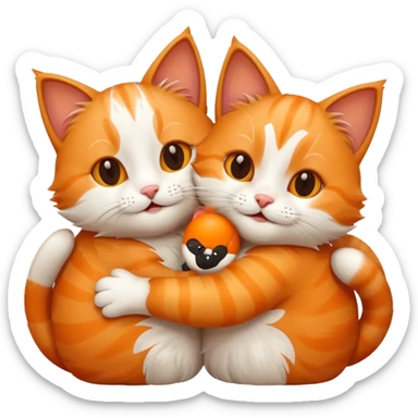 two happy cats hugging sticker