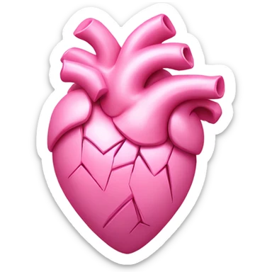 Pink anatomical heart pastel pink with pink bow on top sticker