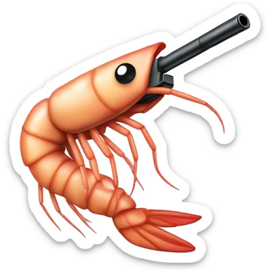 Shrimp with gun  sticker