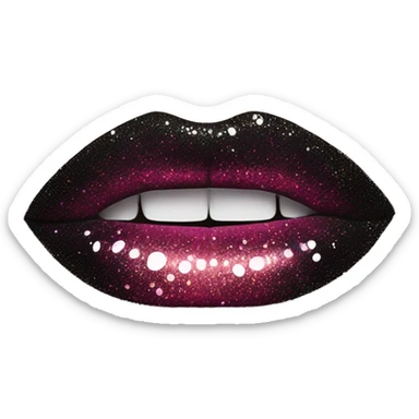 Black ombre lip gloss with a lot of glitter sticker