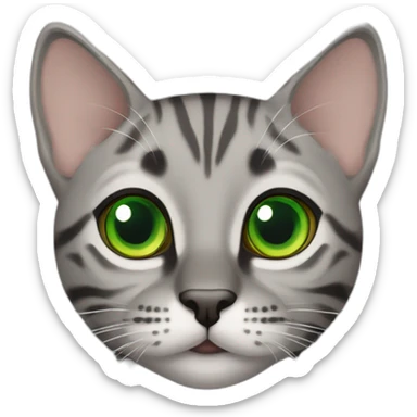 Grey big cute bengal cat green eyes sticker
