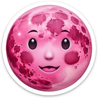 a pink full moon without the facial features sticker