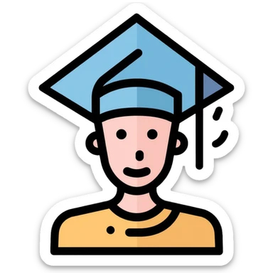 Teacher with graduation cap and pointer stick sticker