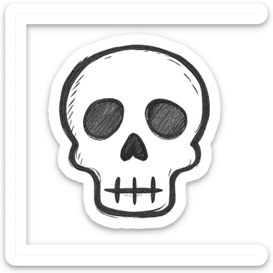 bone skull, icon style, monochrome, geometric shapes, clean design sticker