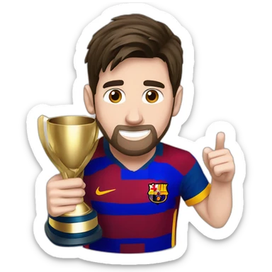 Messi con la mano en alto levantando la copa sticker