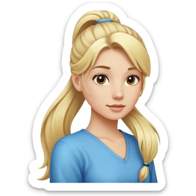 blonde girl with long pony tail  sticker