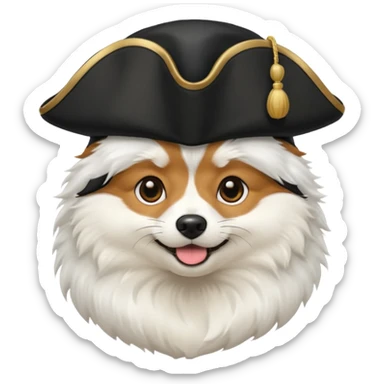 Spitz dog with black tricorne hat sticker