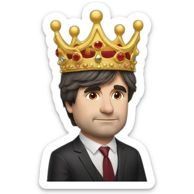 Carles Puigdemont with crown sticker