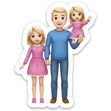 father and daughter playing doll full body sticker