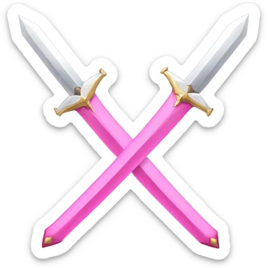 Pink battle swords crossed over in X sticker