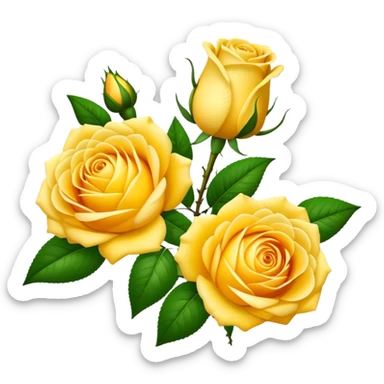 bouquet Sunshine Yellow Tea Rose, luxuriant, leaf, bud sticker