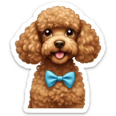 brown poodle wearing a bow sticker