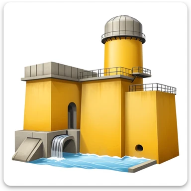 hydroelectric power station with a yellow background sticker