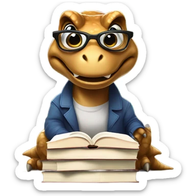 a bookworm trex sticker
