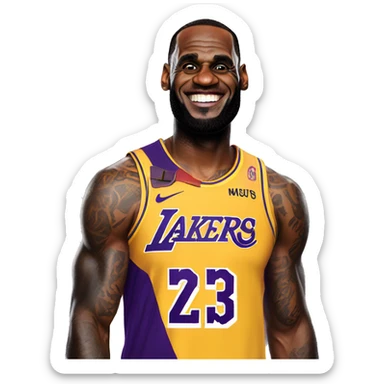 Lebron James in a laker jersey sticker