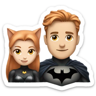 batman with cat women that had copper hair couple sticker