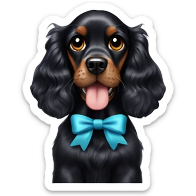 Black English cocker spaniel with bow sticker
