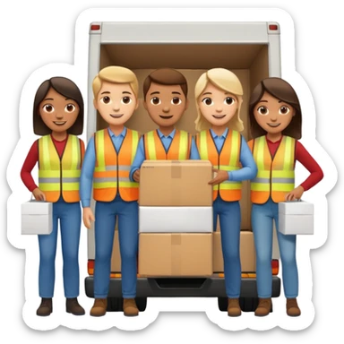 create a realistic emoji showing warehouse logistic partners sticker