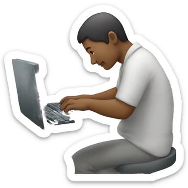 person typing on computer sticker