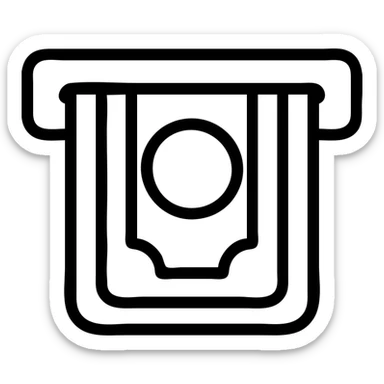 banknotes being dispensed from an eftpos machine, flat style, easy to recognize, icon style sticker