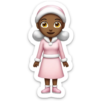 Full body Pretty girl in a light pink Santa outfit  sticker