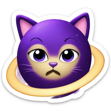 Purple sparkling Saturn planet with purple cat ears  sticker