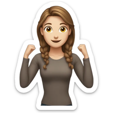 white girl brown hair celebrating arms up sticker