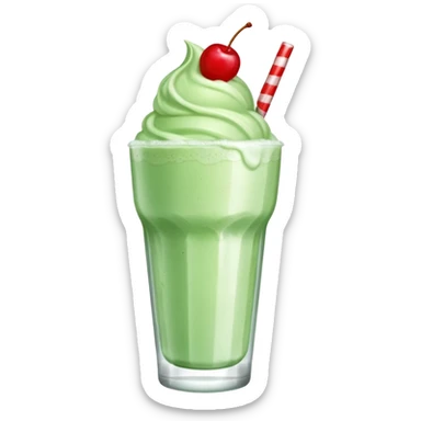 ice cream light green soda on a glass with ice cherry on top sticker