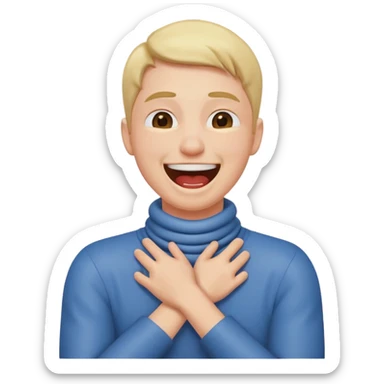 Arms around neck chocking myself while laughing  sticker