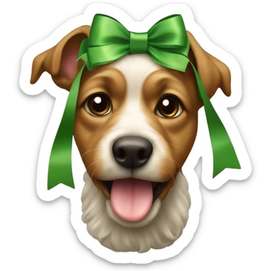 yorkshire with the tongue and green ribbon at the head sticker