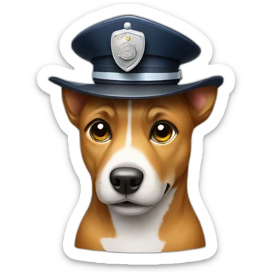 dog wearing hat with police light sticker
