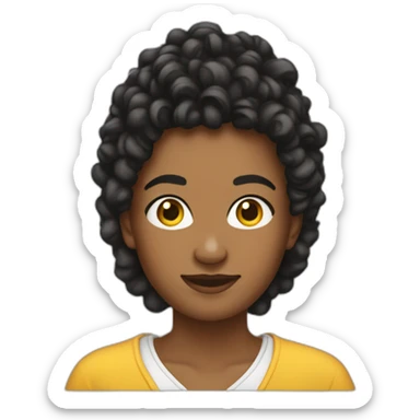 Adolescente qui se fait des boucles sticker