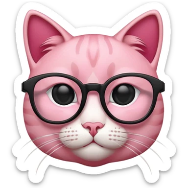 Cringe pink cat in black glasses  sticker