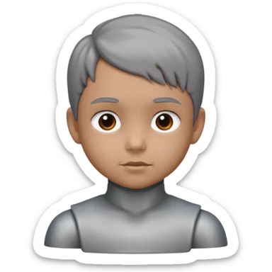 gray metal painted child bust sticker