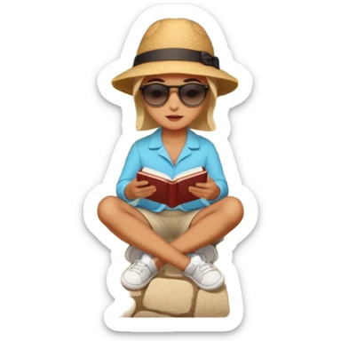 someone who's walking on a path and the person is reading a panel to learn about a flower. the person is redaing a panel which is on the ground sticker