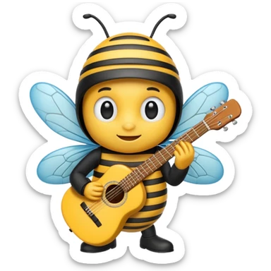 guitar player bee sticker