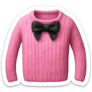 Knitted pink sweater with black bow sticker