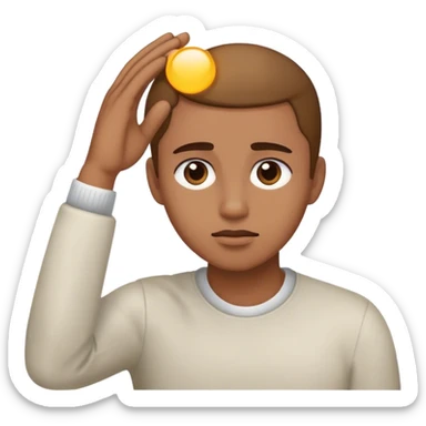 A person with their hand on their forehead, looking ahead sticker