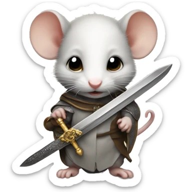 baby rat with medieval sword sticker
