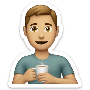 A person drinking coffee while sitting on an lounge chair sticker