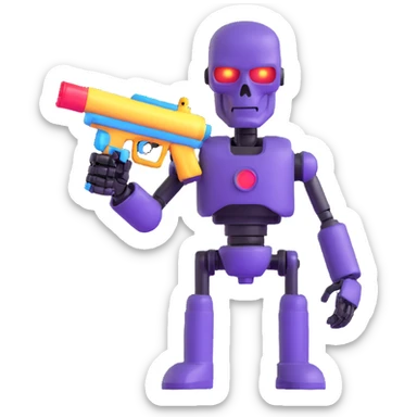 Terminator robot with water gun at Thai Songkran water festival sticker