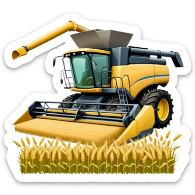 An icon featuring a wheat field, a combine harvester, fertilizer formulas, and plant cells, symbolizing agronomy. The design includes farming tools and crops, representing agricultural science, crop production, and plant biology. Transparent background highlights sustainable farming and growth. sticker