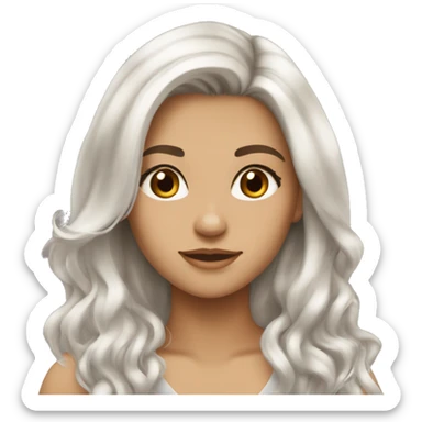 Girl, silver blonde hair with brown roots, long hair, hazel eyes, tan skin sticker