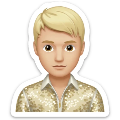 Nick Carter from Backstreet Boys with blonde hair, ivory sequin outfit sticker