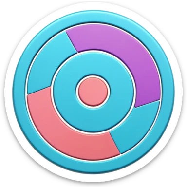 
One  Rotate 45 degree 3d credit coin color in in gradient of turquoise, blue, pink, purple, and coral sticker